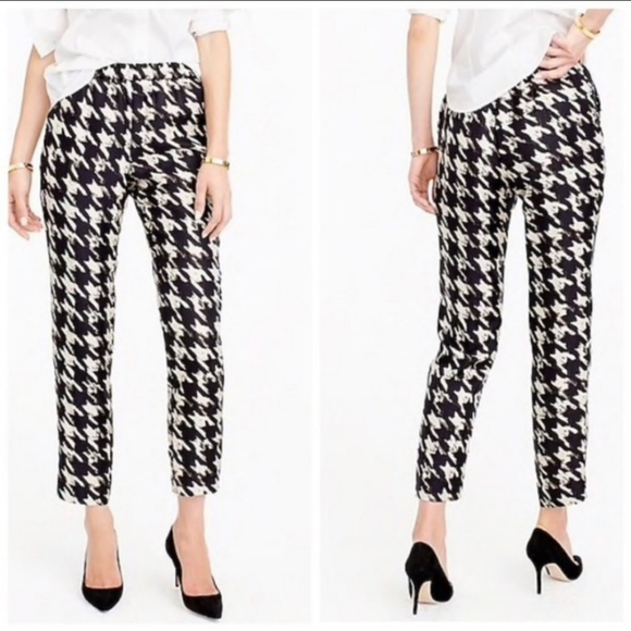 J. Crew Pants - J. Crew Silk Twill Pant Houndstooth Cropped Size 4